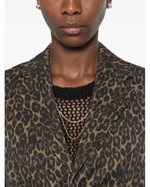 R13 Brown Leopard-Print Buttoned Blazer