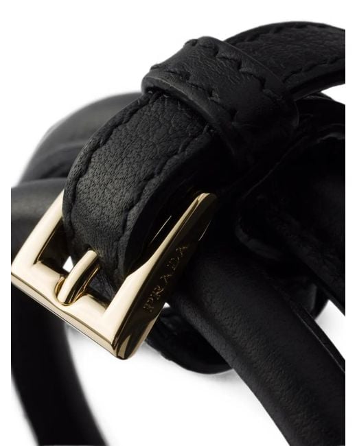 Prada Black Buckle Small Leather Bag With Belt