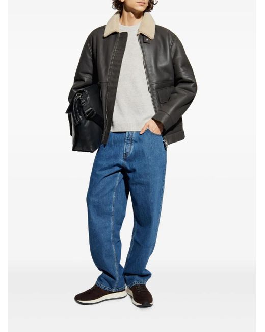 Maison Kitsuné Gray Shearling-Collar Jacket for men