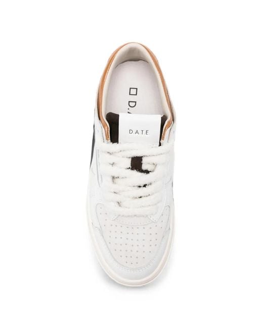 Date White Perforated Panelled Sneakers