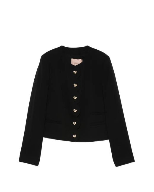 Twinset Black Heart-Button Scalloped Jacket