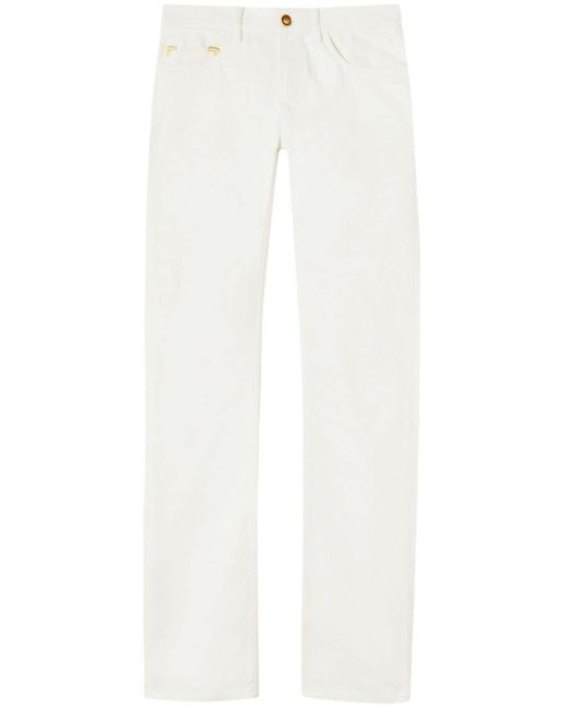 Palm Angels White Straight-Leg-Jeans mit Monogramm