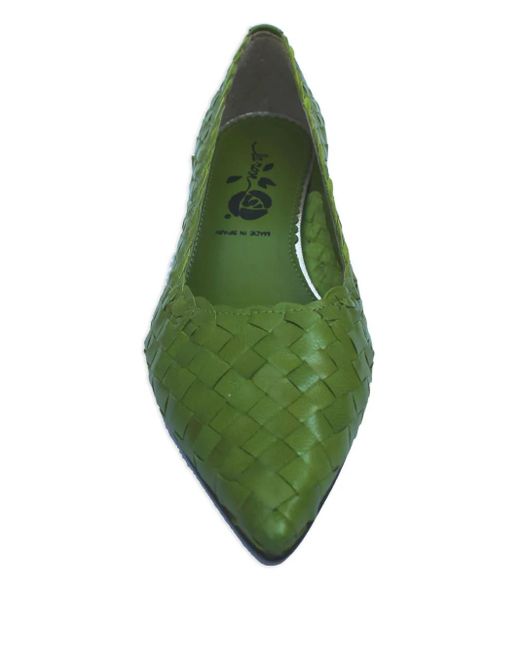 LA ROSE Green Carol Woven Pumps