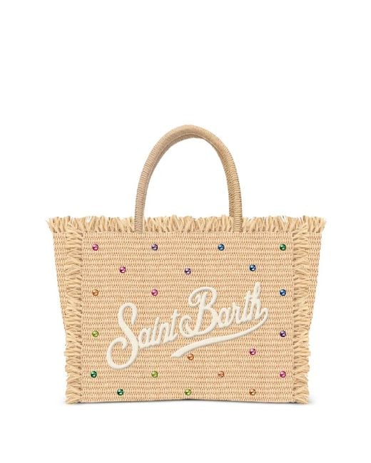 Mc2 Saint Barth Natural Colette Fringed Embellished Tote Bag