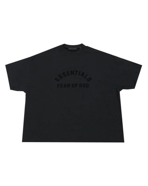 Fear Of God Black Logo-Print Cotton T-Shirt for men