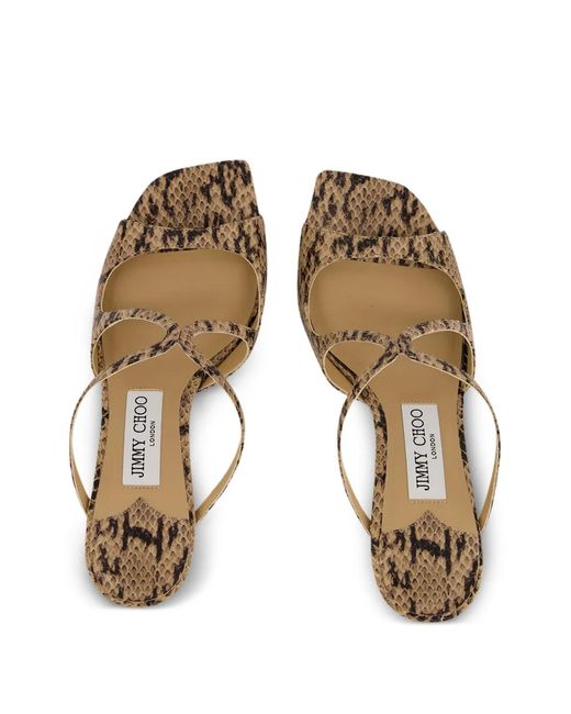 Jimmy Choo Metallic Anise Snake-Effect Leather Sandals