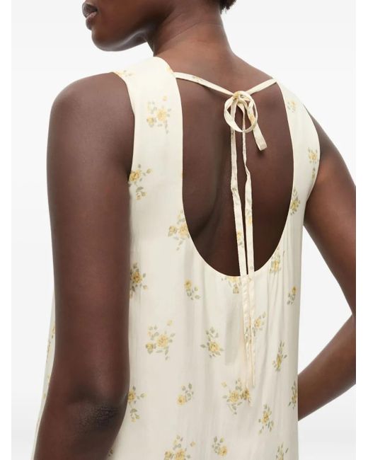 Ganni White Dress With Floral Pattern