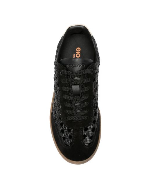 Gioseppo Black Ijebu Woven-Leather Sneakers
