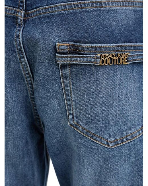 Versace Jeans Couture Blue Logo-Detailed Jeans