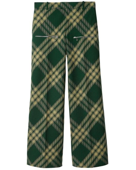 Pantalon de costume en laine à carreaux Burberry pour homme en coloris Vert  | Lyst