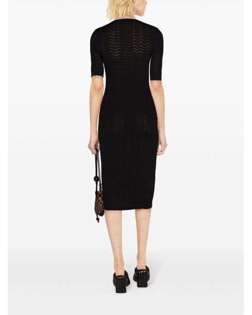 Missoni Black Zigzag-woven Midi Dress