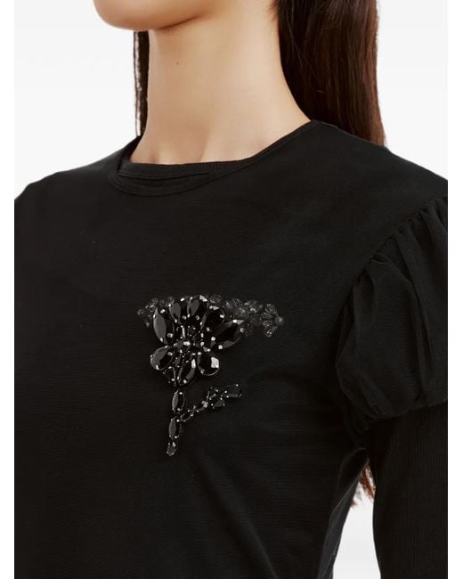Simone Rocha Verfraaide Peplum Top in het Black