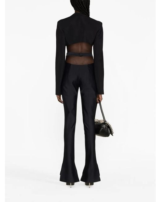 Mugler Black Cropped Twill Blazer