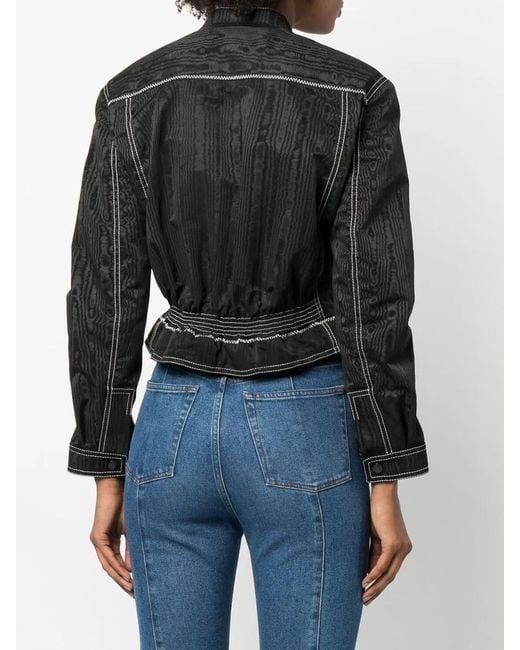 MARINE SERRE Black Moiré-Effect Fitted Jacket