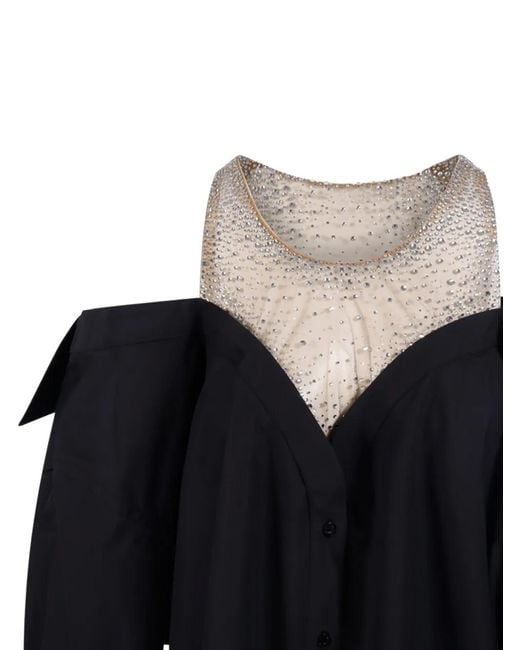 GIUSEPPE DI MORABITO Black Crystal-Embellished Off-Shoulder Dress