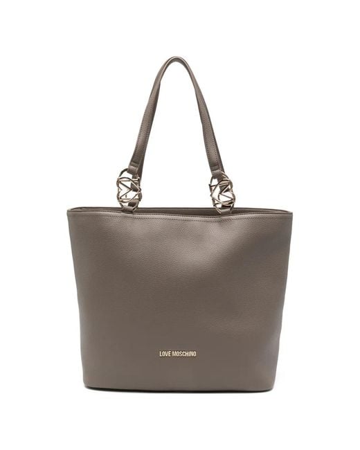 Love Moschino Gray Logo-Detail Shoulder Bag