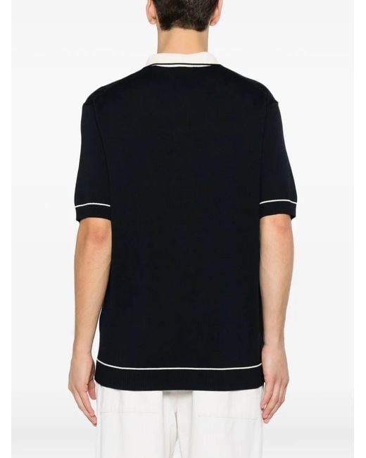 Gant Black Contrast-Collar Tipped Polo Shirt for men