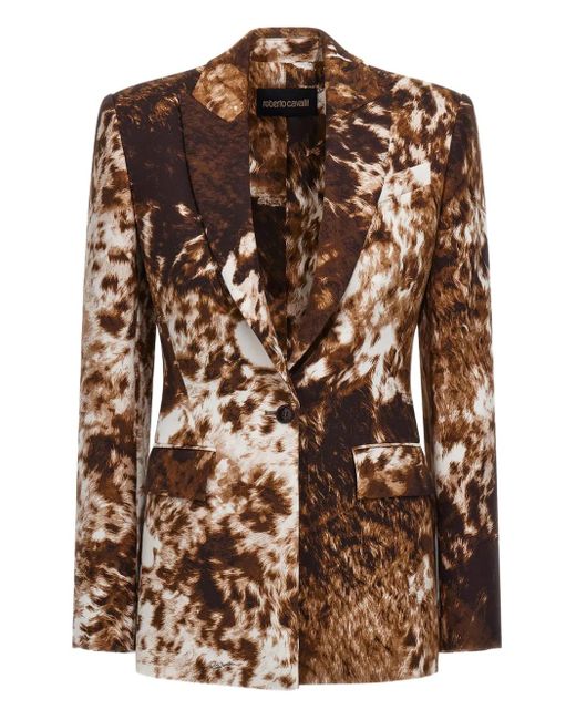 Roberto Cavalli カウプリント シングルジャケット Brown