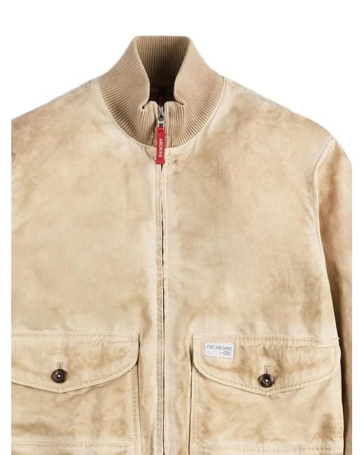 Fay Natural Stone-Washed Bomber Jacket for men