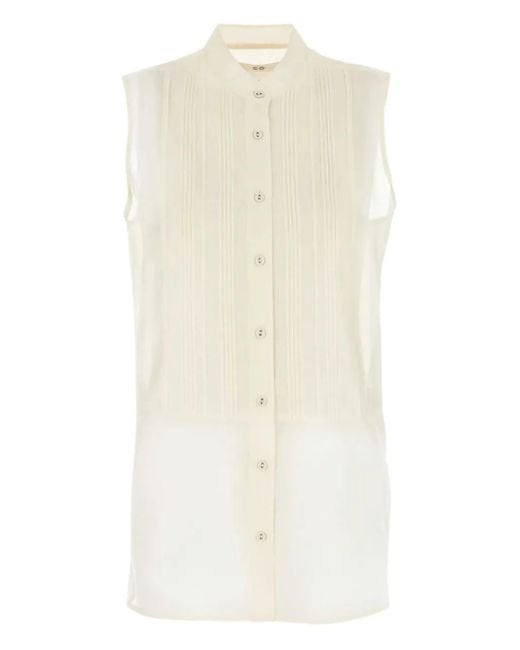 Co. Sheer Button-up Blouse White