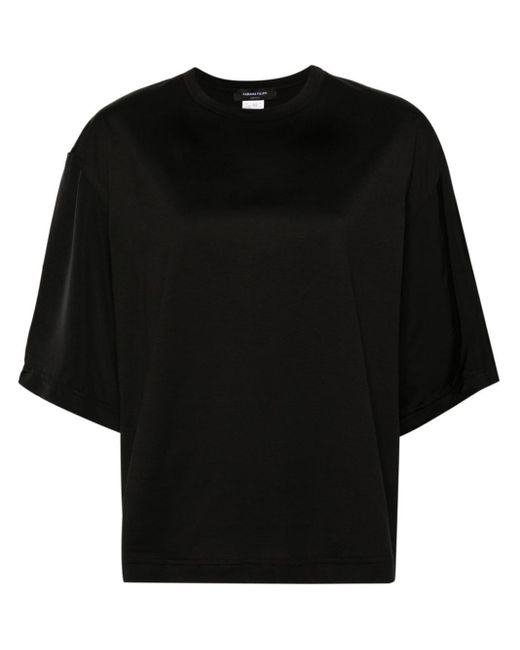 Fabiana Filippi T-shirt Met Satijnen Mouwen in het Black
