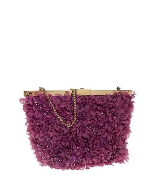 Jimmy Choo Purple Ganache Chain-Strap Clutch Bag
