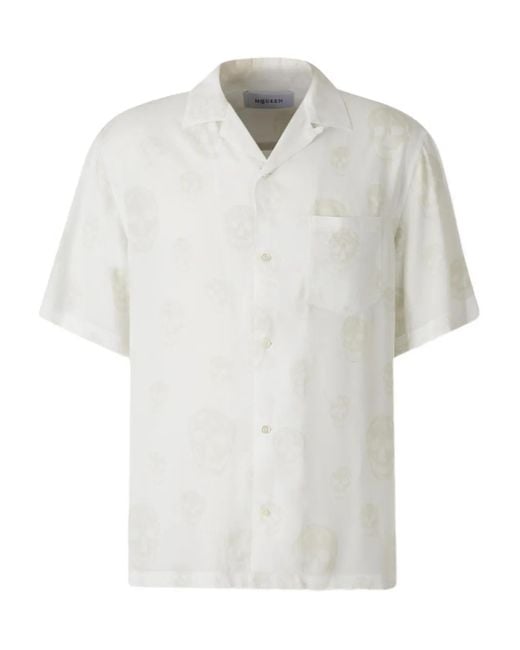 McQueen White Skull-Print Shirt for men