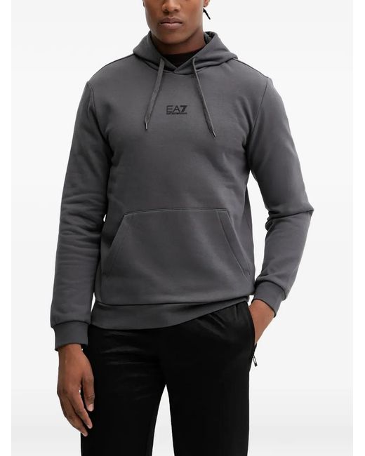 EA7 Gray Hoodie À Détail De Logo for men