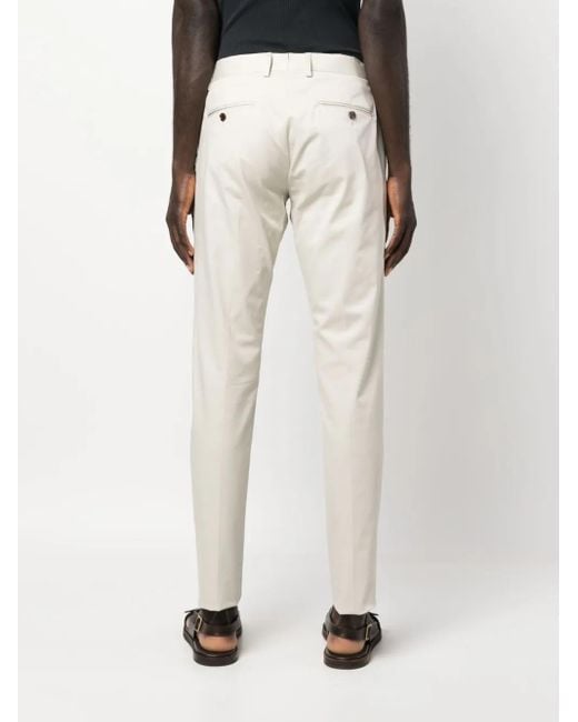 Moorer White Mid-Rise Tailored Trousers for men
