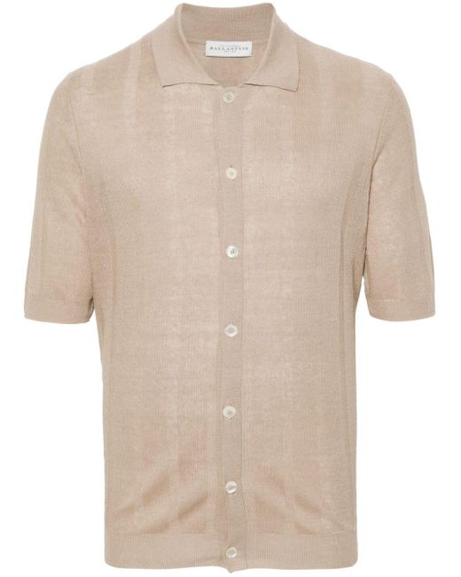 Ballantyne Natural Striped Linen Short-sleeved Shirt for men