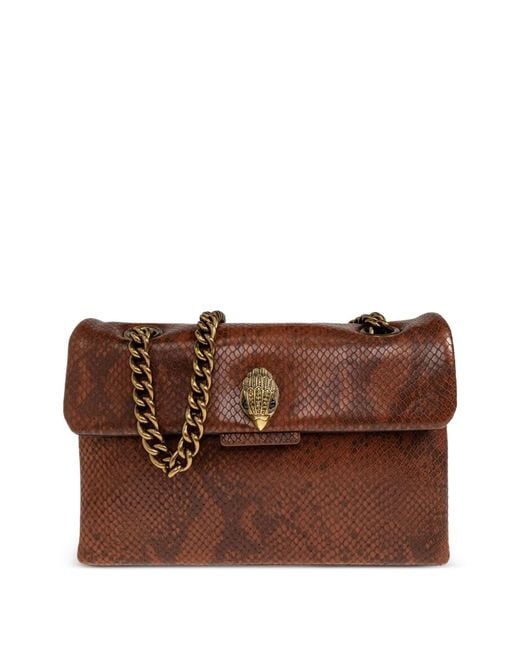 Kurt Geiger Brown Kensington Snake-Print Leather Shoulder Bag