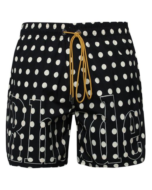 Rhude Black Polka-dot Logo-print Swim Shorts for men