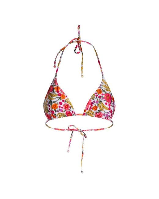 Farm Rio Red Banana Flowers Bikini Top