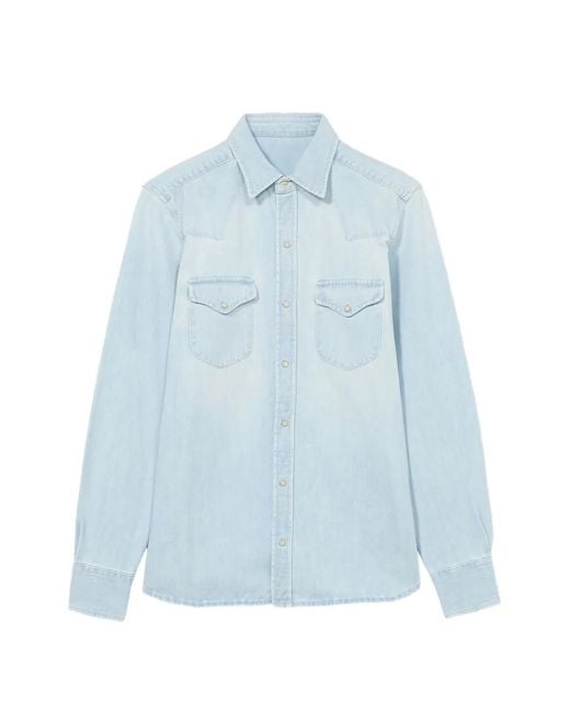 Fortela Blue Texj Western Denim Shirt for men