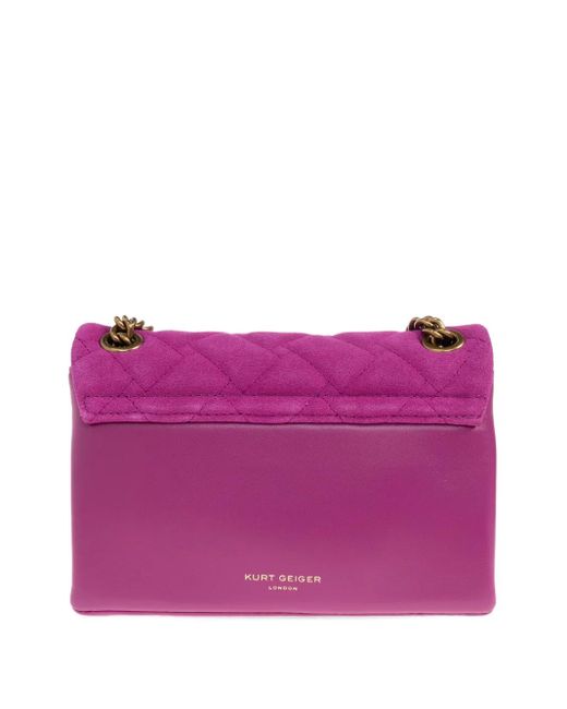 Kurt Geiger Purple Quilted Chain-Strap Shoulder Bag