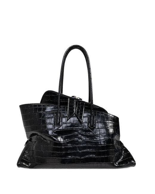 Bolso shopper con efecto de piel de cocodrilo The Attico de color Black