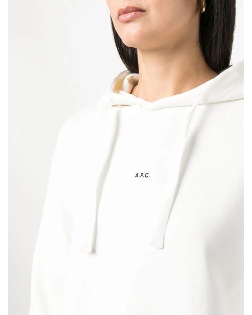 A.P.C. White Christaina Logo-Print Hoodie
