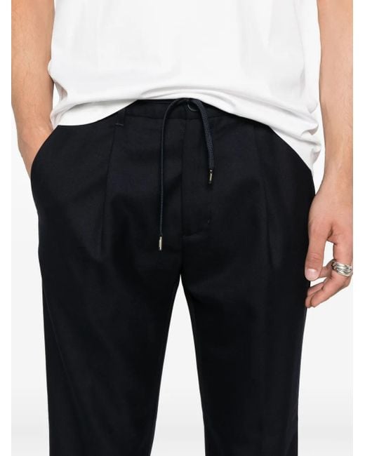 Herno Blue Pleated Trousers With Drawstring for men