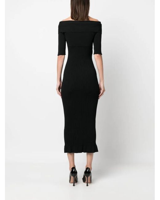 Philosophy Di Lorenzo Serafini Black Ribbed-Knit Midi Dress