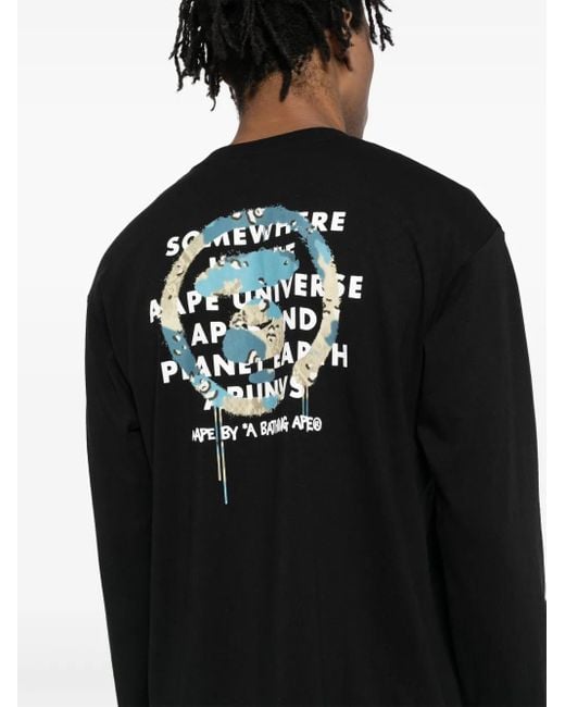Aape By A Bathing Ape Black Moonface Logo T-Shirt for men