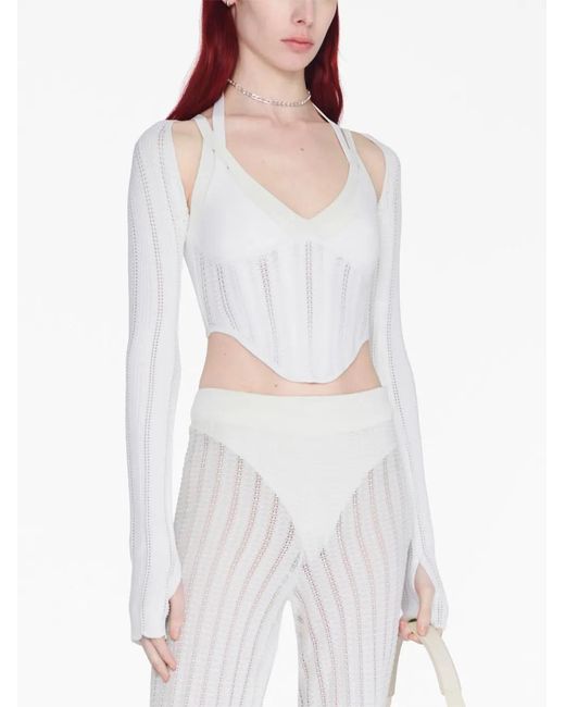 Dion Lee White Snakeskin-Effect Corset Top