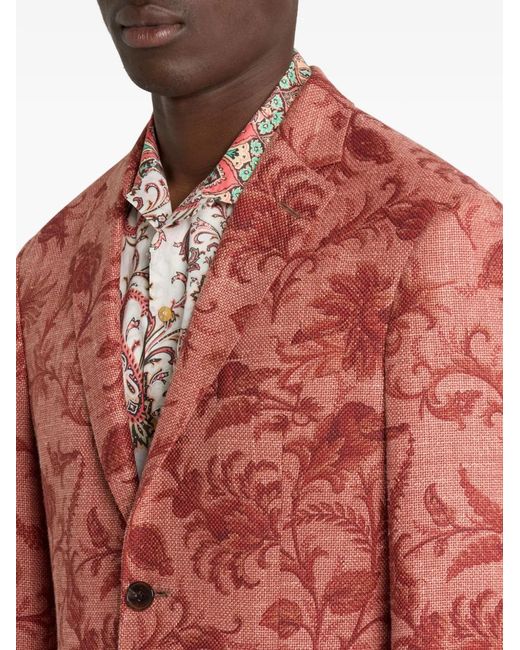 Etro Pink Single-Breasted Blazer for men
