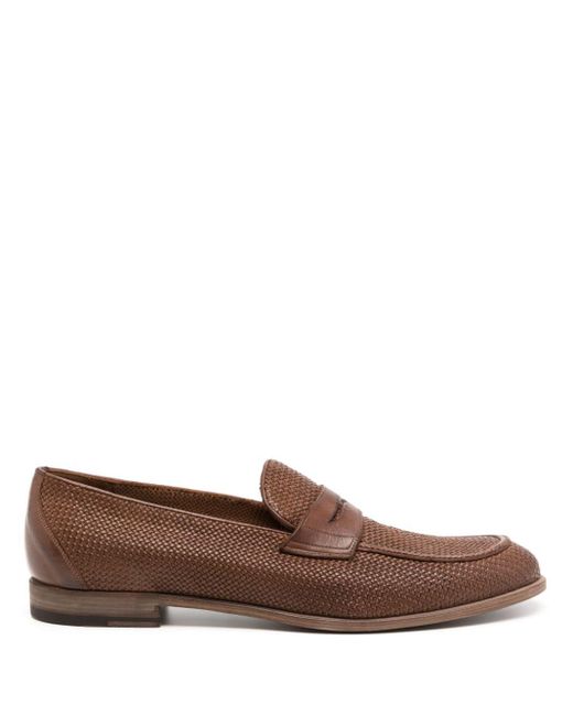 Fratelli Rossetti Brown Interwoven Leather Loafers for men