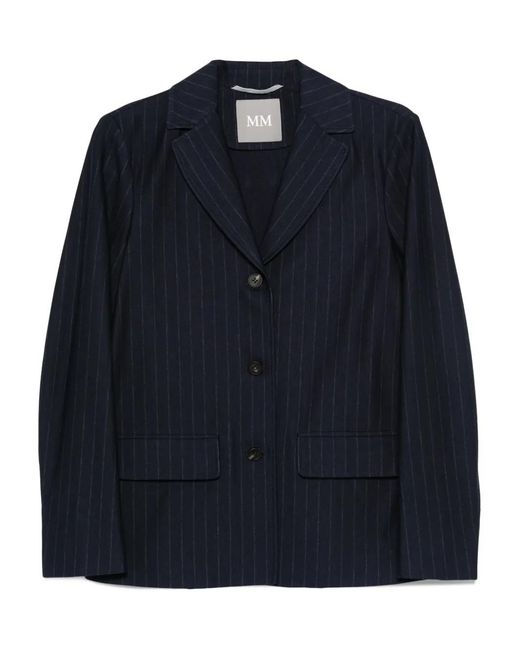 Max Mara Blue Pinstripe Button Blazer