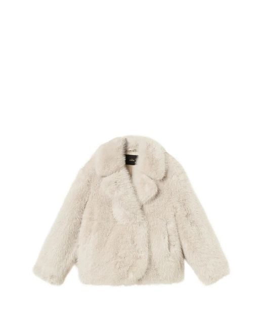 Twinset Natural Manteau Court En Fourrure Artificielle