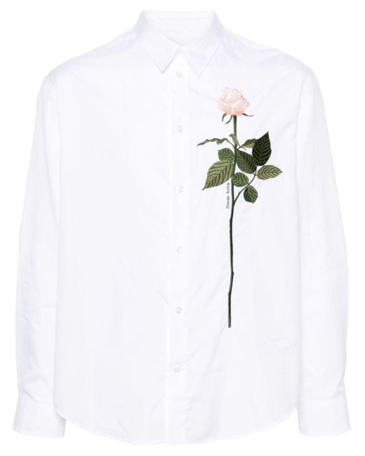 Simone Rocha Katoenen Overhemd Met Geborduurde Roos in het White voor heren