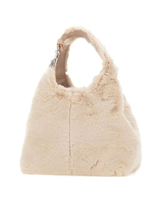 Coccinelle Natural C-Easy Faux-Fur Top Handle Tote Bag