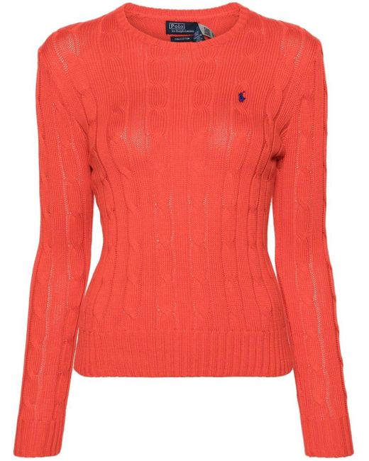 Polo Ralph Lauren Red Pullover mit Zopfmuster