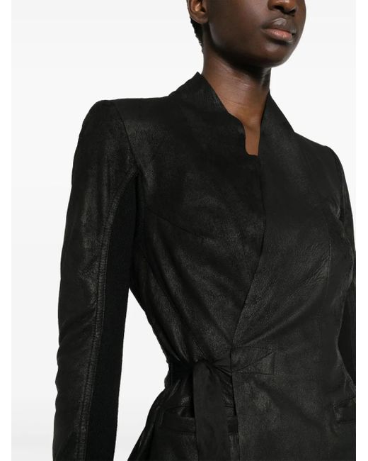 Rick Owens Black Jacket With Crackle Effect