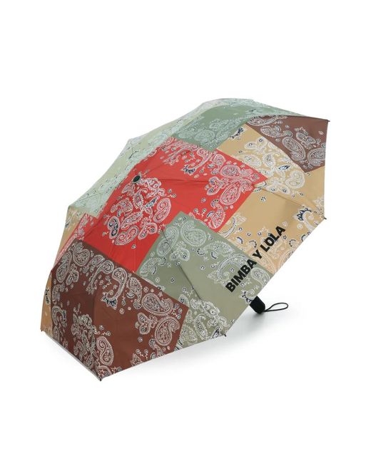 Bimba Y Lola Red Patchwork-Pattern Umbrella